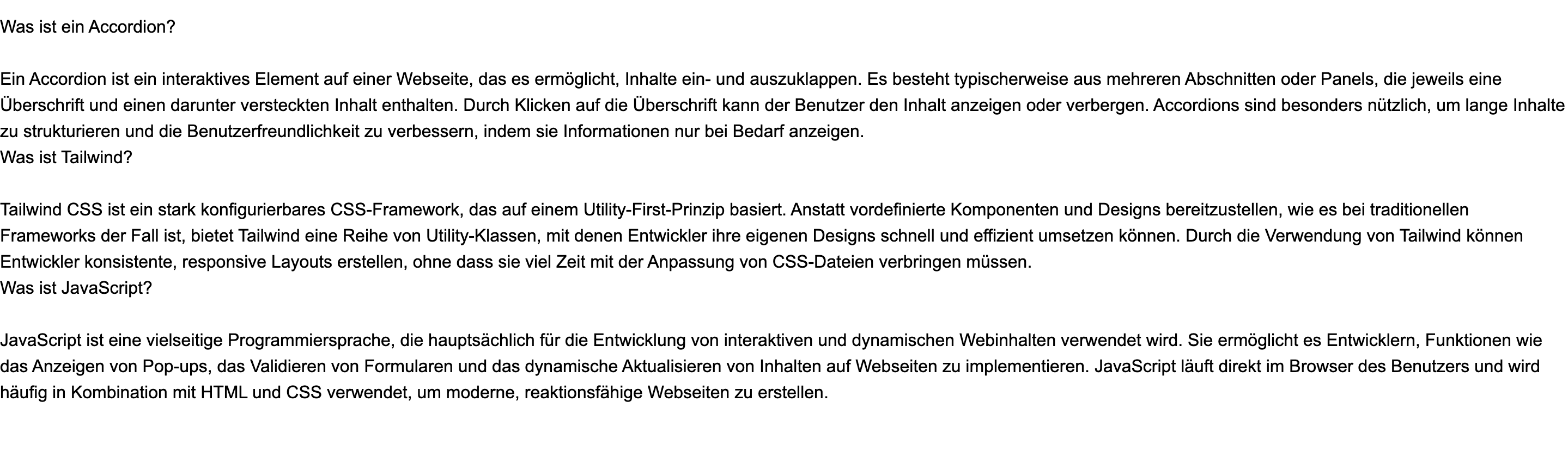 Accordion ohne CSS